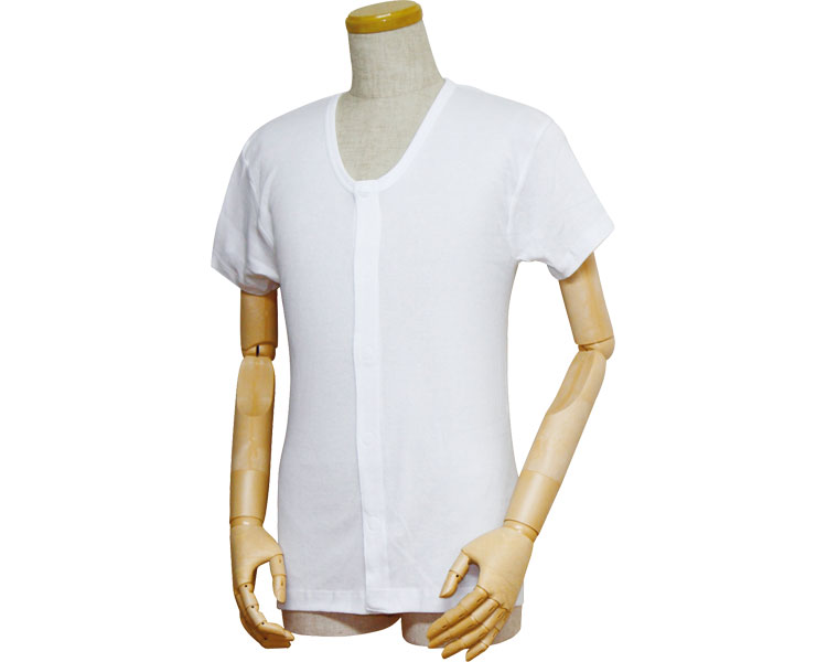 남성 앞여밈 반팔 셔츠 원터치 테이프식 43203 화이트 LL