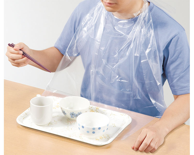 일회용 식사 앞치마 (포켓 포함, 투명) 73740 60매입