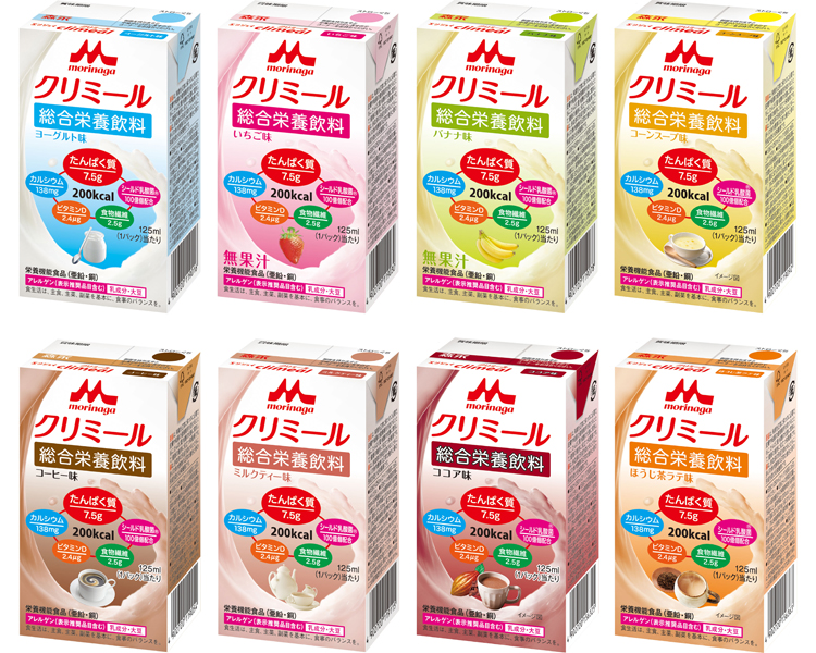 모리나가 크리미 종합영양음료 8종 세트 요구르트, 딸기, 바나나, 콘 수프, 커피, 밀크티, 코코아, 호지차 라테 맛 650488 125mL×(8종×3)