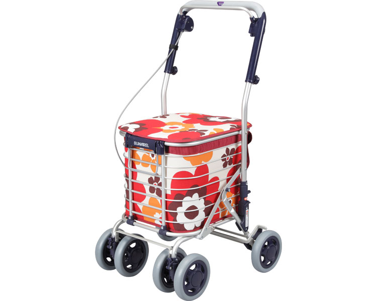 스와렐 접이식 실버카 AS-0275 꽃무늬 레드