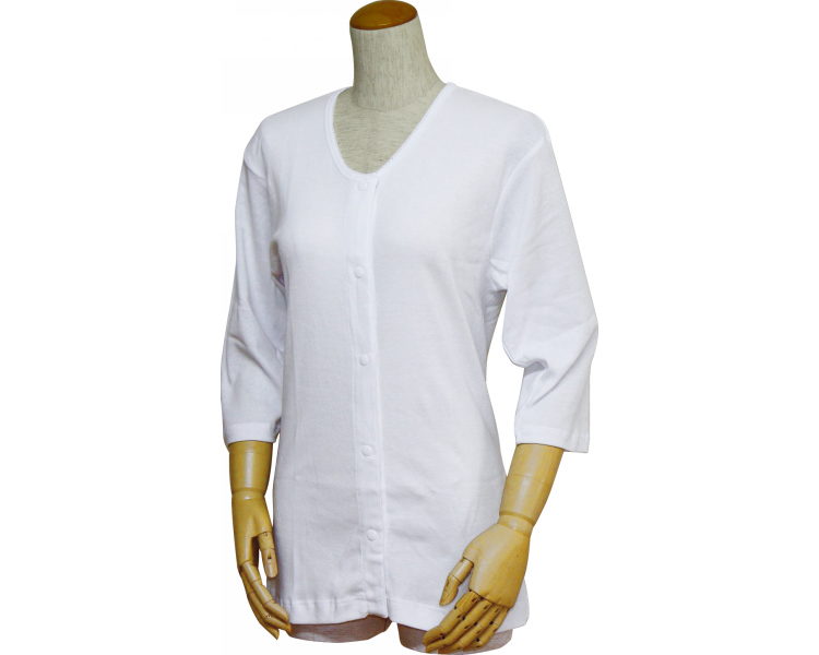 여성 7부 앞여밈 셔츠 (플라스틱 후크형) 43261 S 화이트