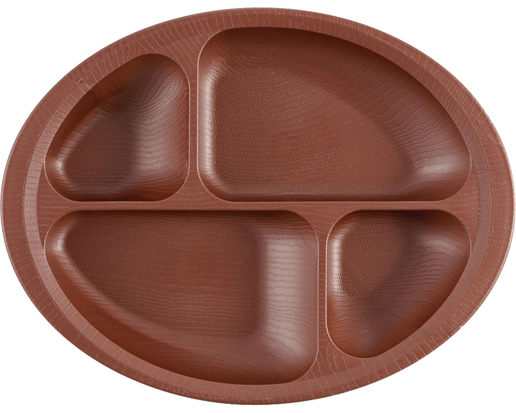 목재 풍 식사 보조 칸막이 접시 NLPS1B 브라운