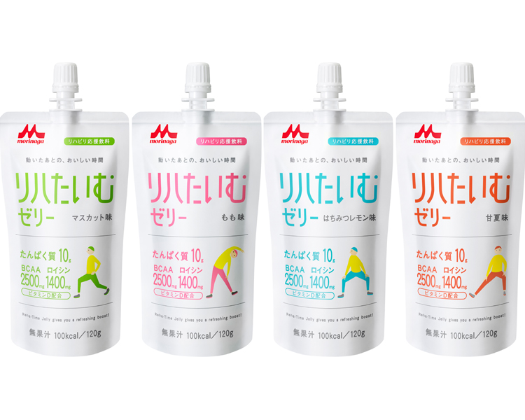 모리나가 리아타임 단백질 10g BCAA 함유 4종 젤리 모음 세트 청포도, 복숭아, 꿀 레몬, 감귤 맛 (120g)×6개입